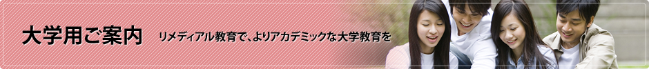 大学用ご案内 リメディアル教育徹底で、よりアカデミックな大学教育を。